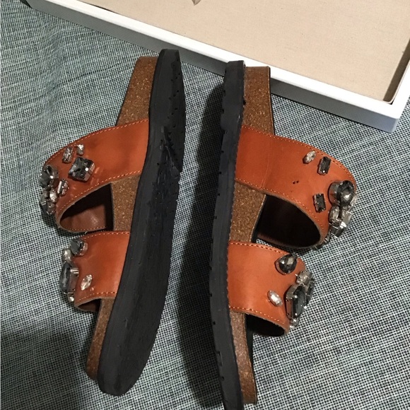 ZARA TRAFALUC LEATHER  Rhinestone Sandals Size37 is 61/2 Very Beautiful.See Pics - Picture 2 of 10